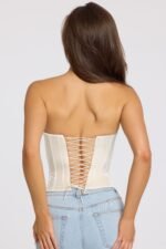 Satin Lace-Up Corset Top in Ivory - Image 7