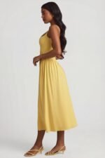 Modal A-Line Midaxi Dress in Pastel Yellow - Image 3