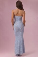 Embellished Square Neck Maxi Dress in Sky Blue - Image 3