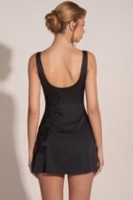 Embellished Scoop-Neck Fitted Mini Dress in Black - Image 2