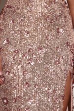 Embellished Bandeau-Neck Strapless Gown in Rose Gold - Image 11