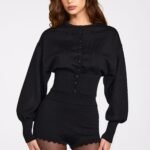 Knit Long-Sleeve Cardigan in Black
