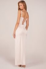Corseted Thigh-High Split Maxi Dress in Pearl - Image 2