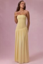 Jersey Strapless Gown in Butter - Image 5