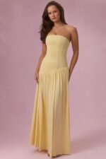 Jersey Strapless Gown in Butter - Image 8