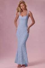 Lace Sweetheart-Neck Gown in Sky Blue - Image 5