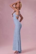Lace Sweetheart-Neck Gown in Sky Blue - Image 6