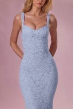 Lace Sweetheart-Neck Gown in Sky Blue - Image 4