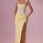 Mesh Draped Bridesmaid Dress in Butter