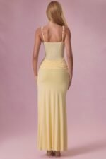 Mesh Draped Bridesmaid Dress in Butter - Image 6