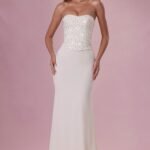 Embellished Corset Strapless Gown in Pearl