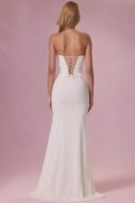 Embellished Corset Strapless Gown in Pearl - Image 6
