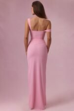 Mesh Draped Corset Gown in Candyfloss Pink - Image 3