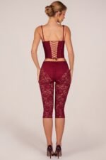 Laced Capri Trousers  in Cherry Red - Image 4