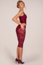 Laced Capri Trousers  in Cherry Red - Image 3