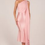 Scarf-Detail Midaxi Dress in Blush