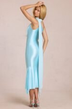 Scarf-Detail Midaxi Dress in Aquamarine - Image 2