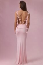 Jersey Draped Gown in Blush - Image 6