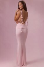 Jersey Draped Gown in Blush - Image 8