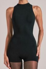High-Neck Romper in Black - Image 4