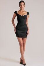 Sweetheart Neckline Mini Dress in Black - Image 5