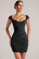 Sweetheart Neckline Mini Dress in Black - Image 8