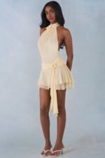 Halterneck Mini Dress in Butter Yellow - Image 7
