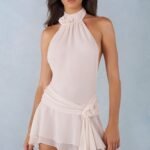 Halterneck Mini Dress in Ivory