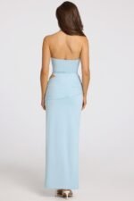 Deep Plunge Halterneck Maxi Dress in Powder Blue - Image 6