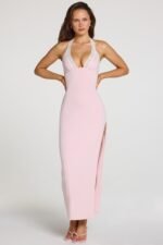 Modal Lace-Trim Maxi Dress in Baby Pink - Image 4