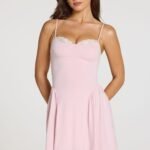 Modal Lace-Trim Mini Dress in Baby Pink