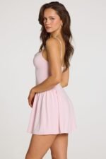 Modal Lace-Trim Mini Dress in Baby Pink - Image 4