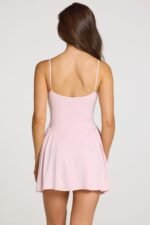 Modal Lace-Trim Mini Dress in Baby Pink - Image 3