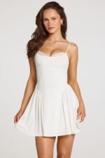 Modal Lace-Trim Mini Dress in White