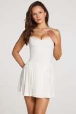 Modal Lace-Trim Mini Dress in White - Image 7
