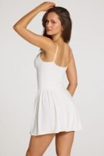 Modal Lace-Trim Mini Dress in White - Image 3