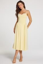 Modal Lace-Trim Midaxi Dress in Pastel Yellow - Image 4