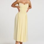 Modal Lace-Trim Midaxi Dress in Pastel Yellow