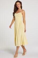 Modal Lace-Trim Midaxi Dress in Pastel Yellow - Image 8