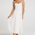 Modal Lace-Trim Midaxi Dress in White