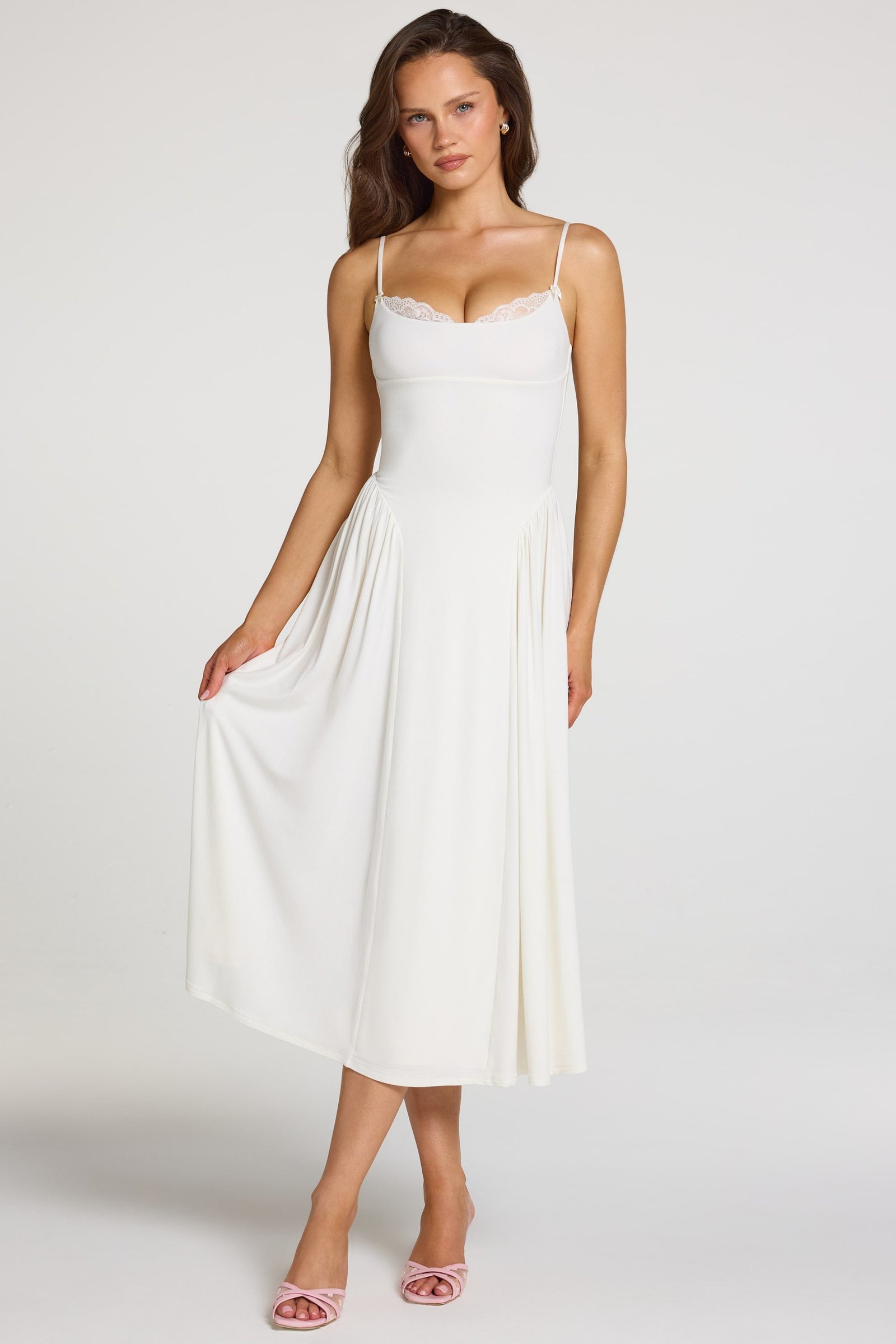 16102-White_Livia_39979-1 Modal Lace-Trim Midaxi Dress in White - Image 1