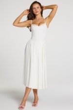 Modal Lace-Trim Midaxi Dress in White - Image 4
