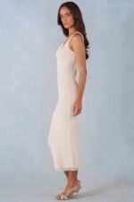 Modal Lace-Trim Midaxi Dress in Ivory - Image 3