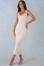 Modal Lace-Trim Midaxi Dress in Ivory - Image 7