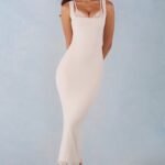 Modal Lace-Trim Midaxi Dress in Ivory
