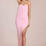 Bandeau Draped Maxi Dress in Blossom Pink