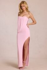 Bandeau Draped Maxi Dress in Blossom Pink - Image 6