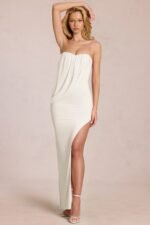Bandeau Draped Maxi Dress in Pearl - Image 8