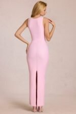 Square-Neck Tie-Gather Maxi Dress in Blossom Pink - Image 2