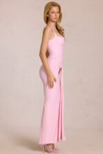 Square-Neck Tie-Gather Maxi Dress in Blossom Pink - Image 3